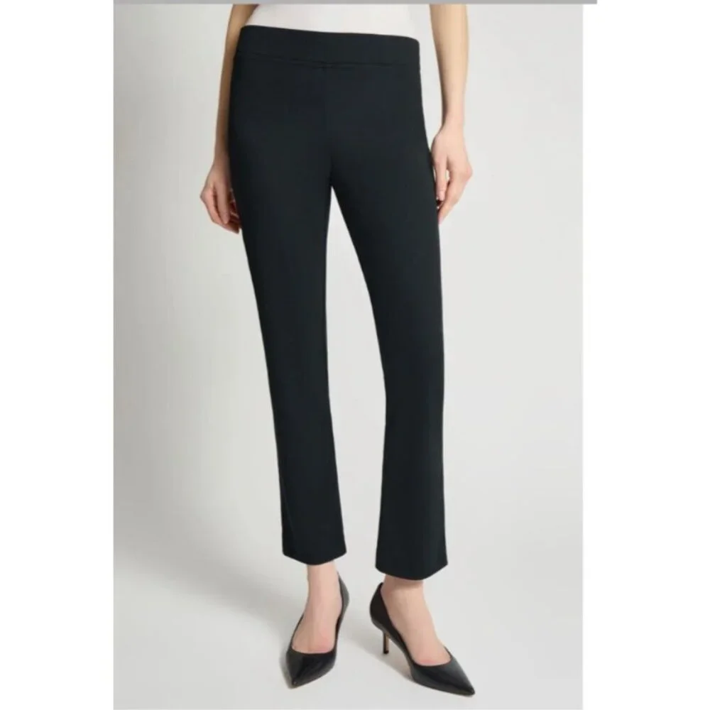 Ming Wang Stretch Deco Crepe Straight-Leg Pants size large slit back new $170